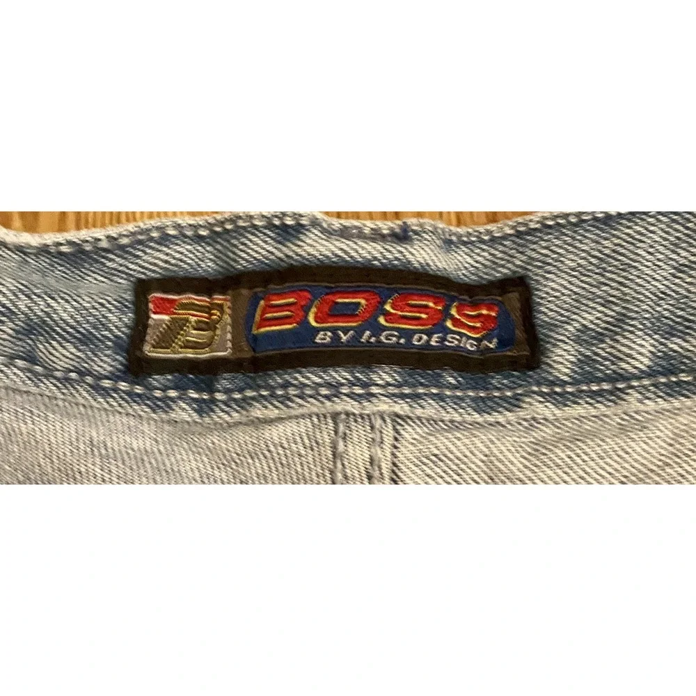 Boss Jean Shorts VTG Distressed Side Spell Outs‎ Men's Sz 38 Faded Look Y2K